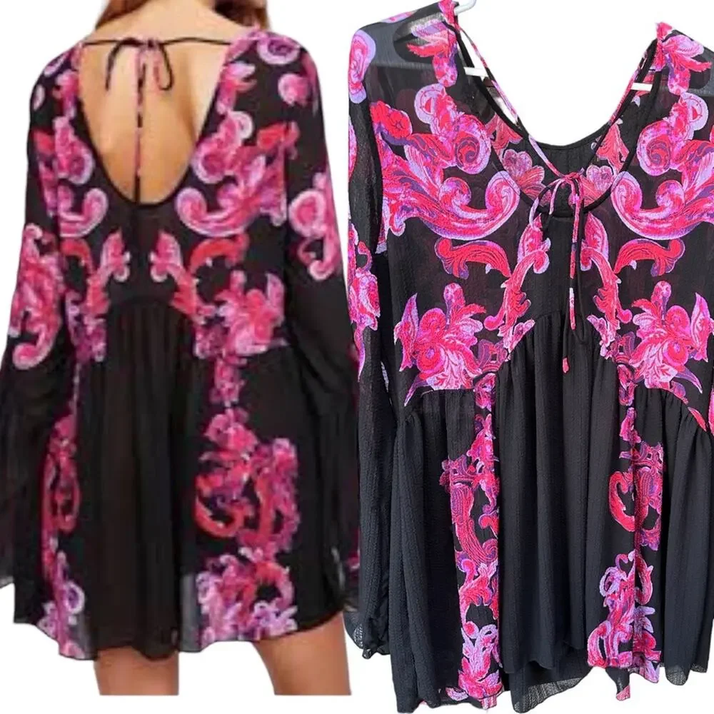 NWT Free People Printed Symphony Smock Dress Size XS